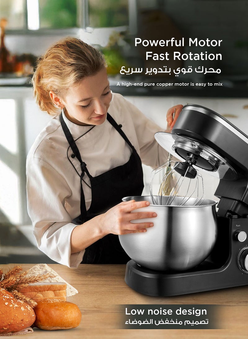 AFRA Stand Mixer Machine | 1200W |6 Level Speed, 5 Liter Stainless Steel Bowl with Splash Guard |Convenient Design with Wisk, Dough Hook & Beater | 2 Years Warranty - Image 3