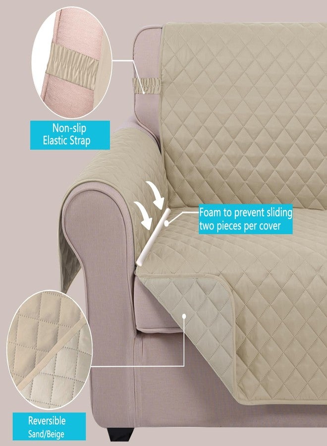 U-NICE HOME أغطية كراسي استرخاء من يو-نايس هوم، غطاء كرسي قابل للعكس، أغطية للحيوانات الأليفة للكلاب مع أشرطة مطاطية، مقاوم للماء، مبطن بنمط ماسي (كرسي استرخاء صغير 23 بوصة، رملي/بيج) - Image 3