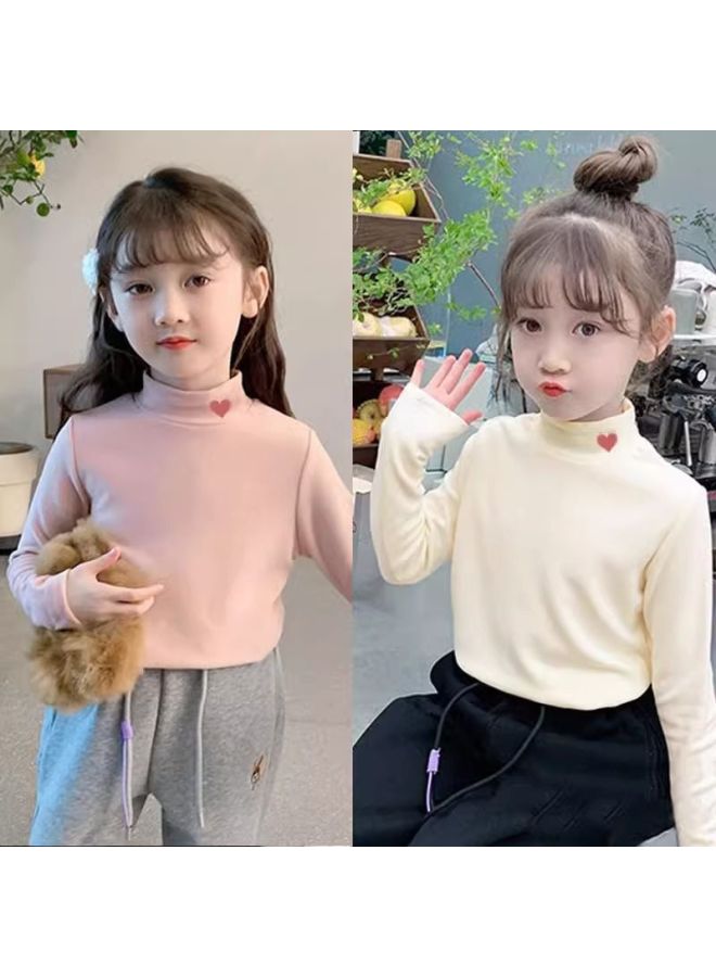 Autumn And Winter Baby Half Turtleneck Inner Wear For Girls Double-sided Velvet Bottoming Shirt Kidsren's Baby Tops Warm Clothes For Girls