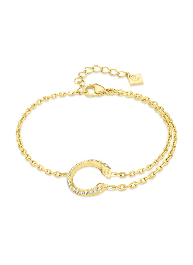 شيروتي 1881 Alessia Gold Plated Stainless Steel Crystal Embellished 'C' Charm Bracelet for Women