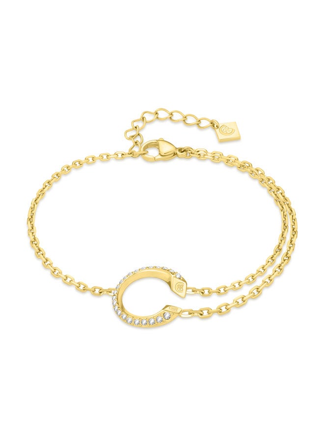 شيروتي 1881 سوار أليسيا مطلي بالذهب من الفولاذ المقاوم للصدأ مزين بالكريستال بحلية حرف  للنساء - Image 1