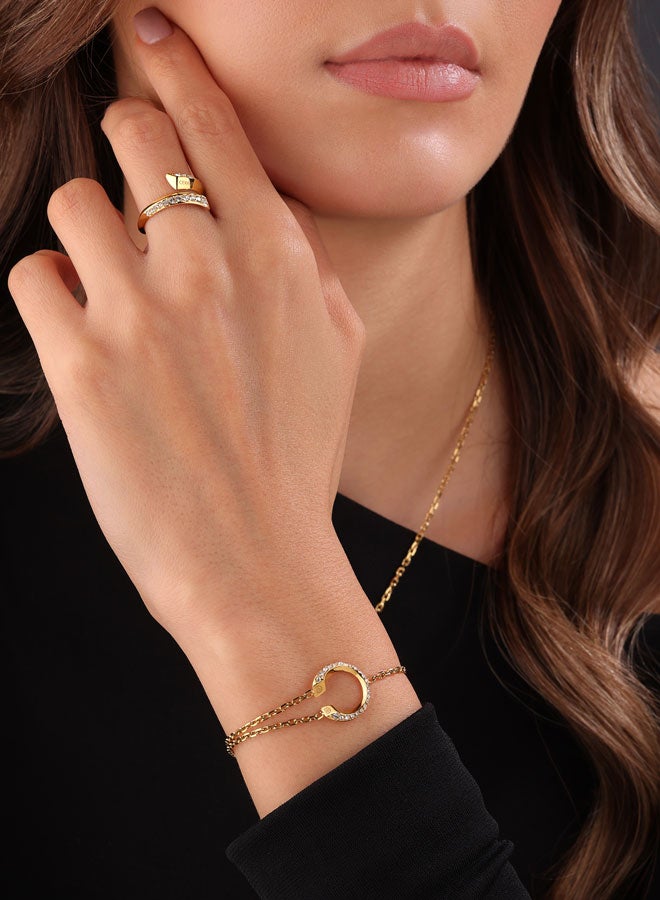 شيروتي 1881 سوار أليسيا مطلي بالذهب من الفولاذ المقاوم للصدأ مزين بالكريستال بحلية حرف  للنساء - Image 4