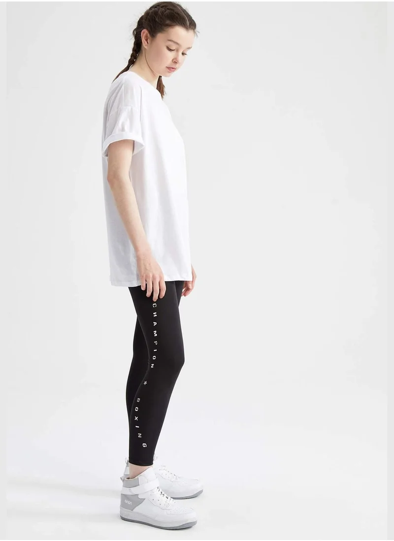 DeFacto Fitted Slogan Print Leggings