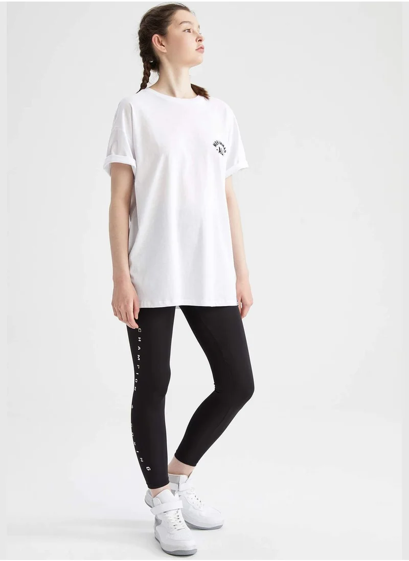 DeFacto Fitted Slogan Print Leggings