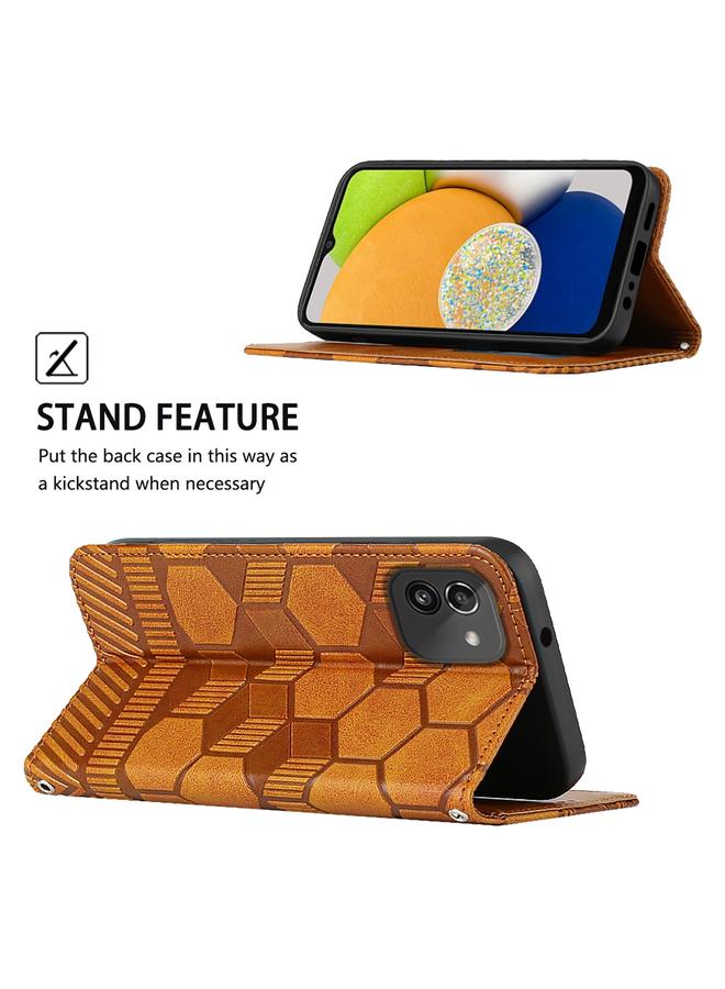 اس-توب جراب لهاتف Samsung Galaxy A03 مقاس 164 مم، جراب هاتف قابل للطي من الجلد المغناطيسي بتصميم كرة القدم - Image 5