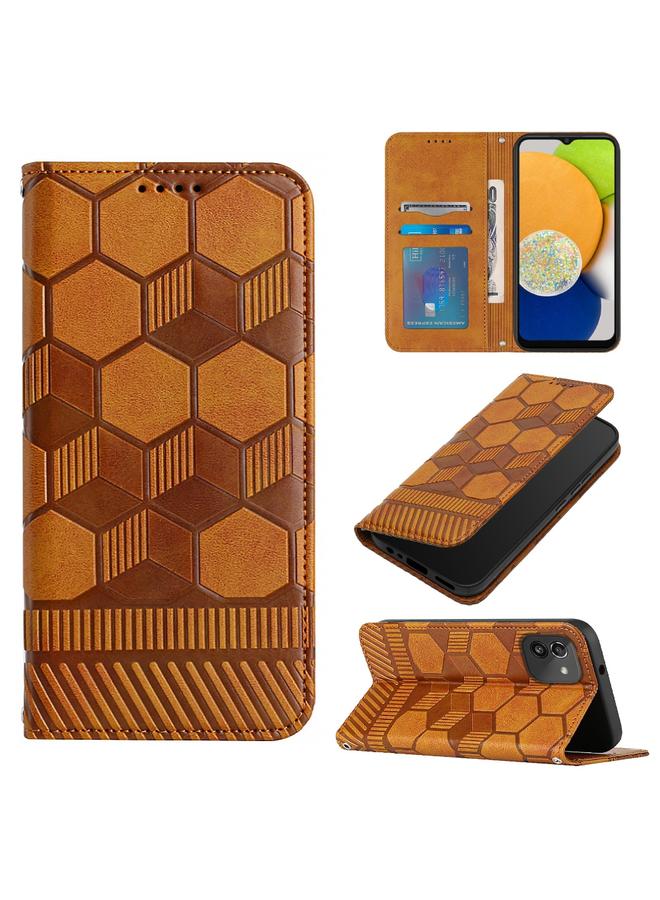 اس-توب جراب لهاتف Samsung Galaxy A03 مقاس 164 مم، جراب هاتف قابل للطي من الجلد المغناطيسي بتصميم كرة القدم - Image 1