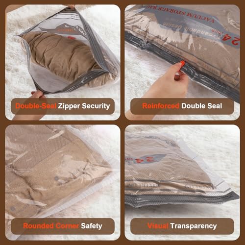 HORTHERO Travel Vacuum Bags with Pump - 15 Pack Space Saver Bag for Travel & Home, Clothes, Bedding, Blankets, Seasonal Storage - Image 4