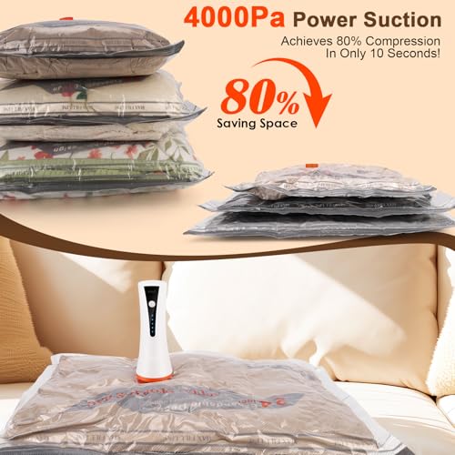 HORTHERO Travel Vacuum Bags with Pump - 15 Pack Space Saver Bag for Travel & Home, Clothes, Bedding, Blankets, Seasonal Storage - Image 2