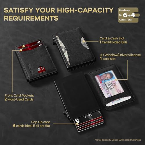 RUNBOX Slim Card Wallet for Men with ID Window Minimalist RFID Wallet PopUp Function Ultra Thin Design Metal Business Card Case Holds 8 Cards Gifts for Men Mens Accessories - Image 3