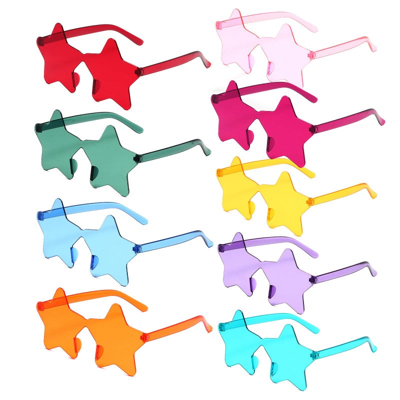 MIUSKATL 9 Pack Star Sunglasses Colorful Rimless Star Shaped Glasses Unisex Party Favors Supplies for Beach Pool Outdoors 9 Pack - Image 2