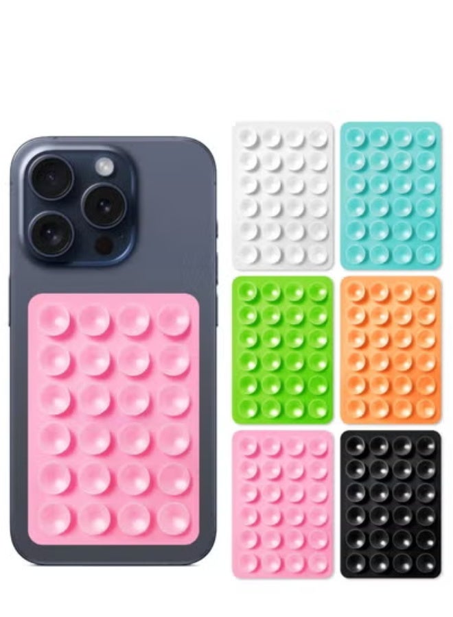 6 Pcs Color Adhesive Silicone Suction Phone Case, Multipurpose Non Slip Phone Suction Cup, Universal Phone Sticky Grip, Suitable for Mirror Bathroom Home Kitchen  - Image 1