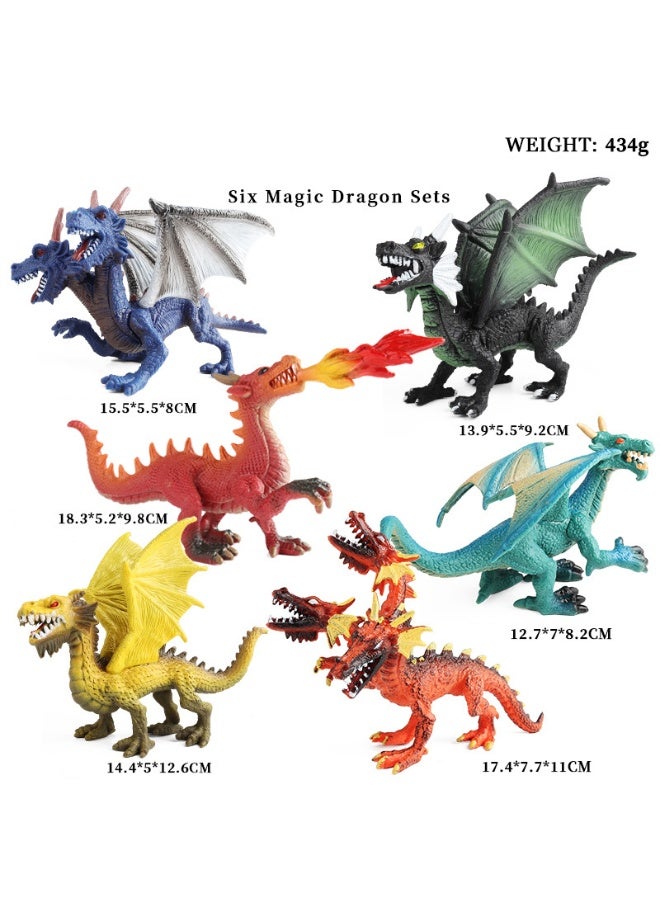 HALAMODO 6-Piece Dragon Toy Figures Set - Realistic Fantasy Creature Toys,Ancient Flying Dragon Dolls, Early Science Educational and Collectible Dragon Toys, Children'S Action Figure Statue Collection, Mystical Action Figure Set for Kids, Gift for Boys and Girls Ages 3 and Up - Image 1