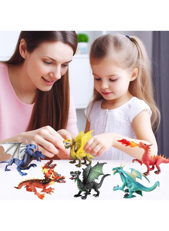 HALAMODO 6-Piece Dragon Toy Figures Set - Realistic Fantasy Creature Toys,Ancient Flying Dragon Dolls, Early Science Educational and Collectible Dragon Toys, Children'S Action Figure Statue Collection, Mystical Action Figure Set for Kids, Gift for Boys and Girls Ages 3 and Up - Image 3
