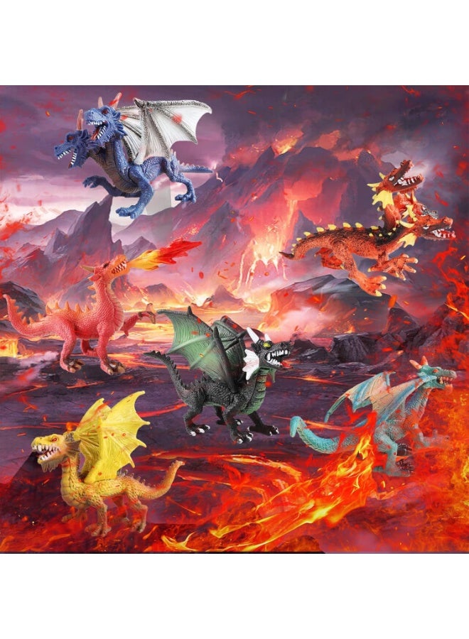 HALAMODO 6-Piece Dragon Toy Figures Set - Realistic Fantasy Creature Toys,Ancient Flying Dragon Dolls, Early Science Educational and Collectible Dragon Toys, Children'S Action Figure Statue Collection, Mystical Action Figure Set for Kids, Gift for Boys and Girls Ages 3 and Up - Image 4