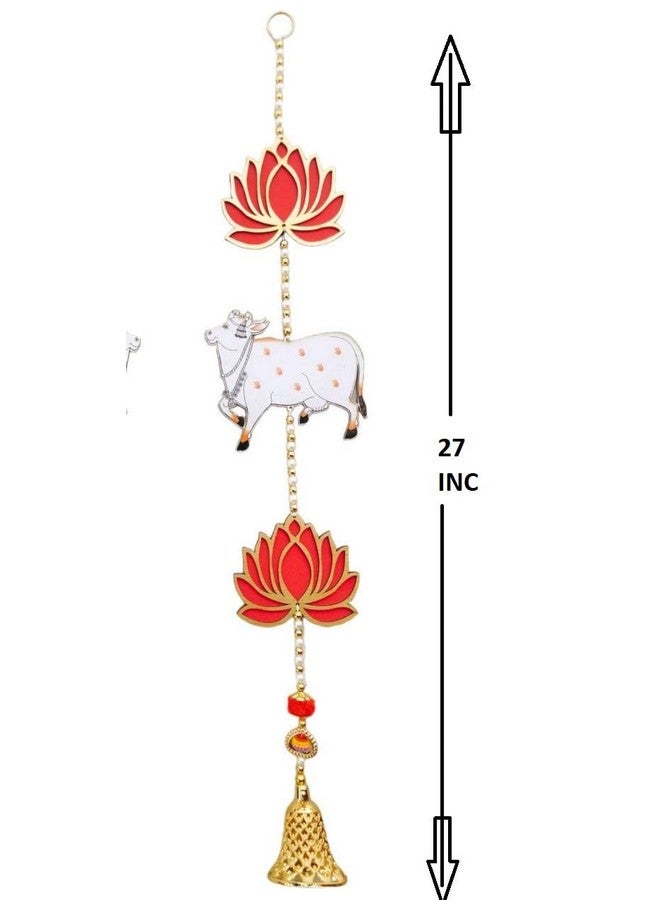 PREETENCY Lotus Bell,Cow Hangings for Decoration/Floral Wall Hangings for Temple Decor, showpiece for Home Decor-1 Piar(2-Hangings) (Lotus-Cow Bell)  - Image 2