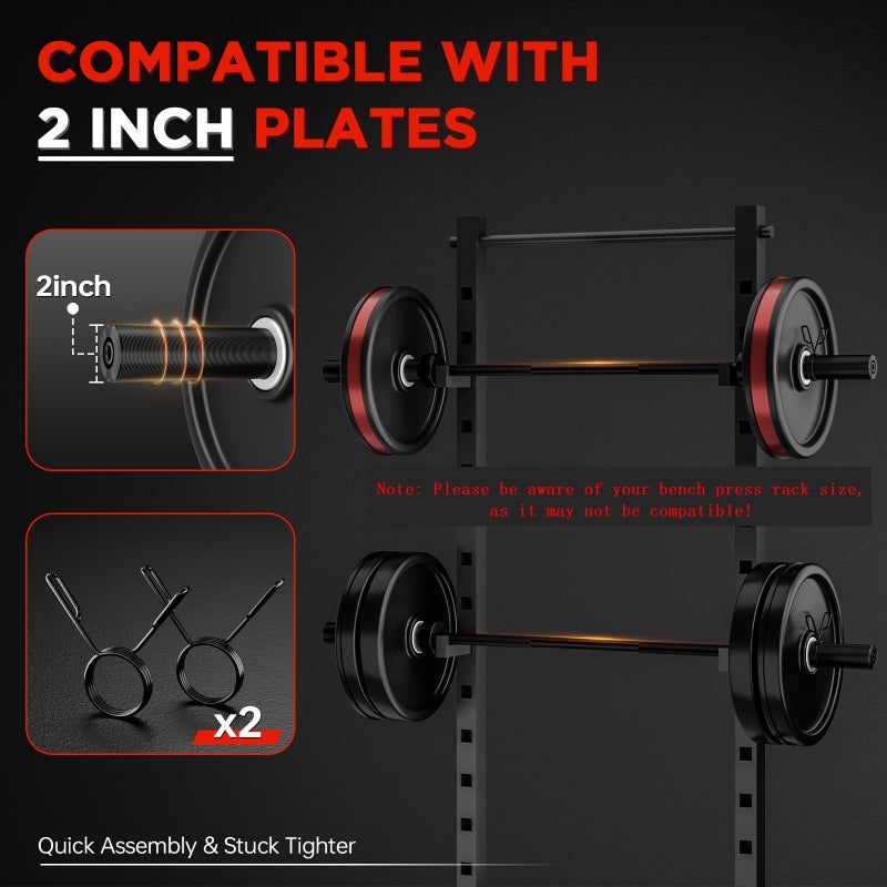 TEEMOO Olympic Barbell Bar, 57" Barbell Bar with 2 Spring Collars, Strength Training bars, Bench Press bar for Weight Lifting, Squat, Hip Thrusts, Biceps, 500lb Weight Capacity, E-Coat Finish for 2 inch Weight Plates (Black) - Image 4