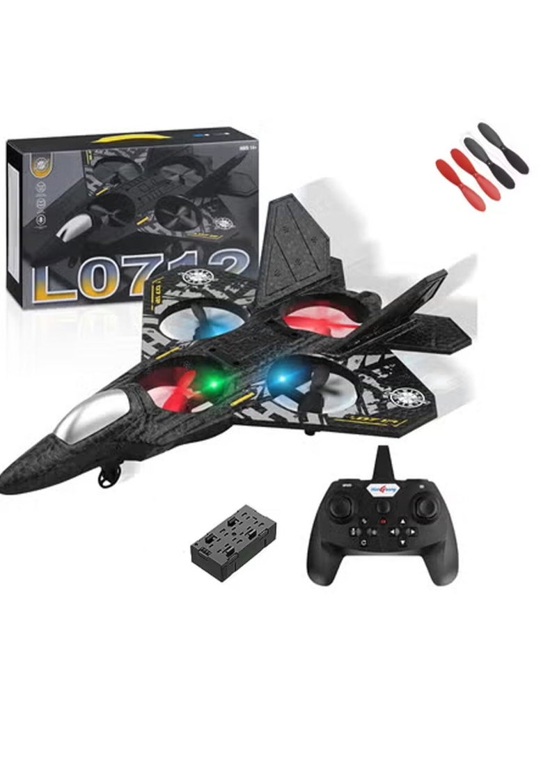 RC Jet Fighter Drone - LED Lights, USB Charging & Remote Control Airplane Toy for Kids & Adults  - Image 1