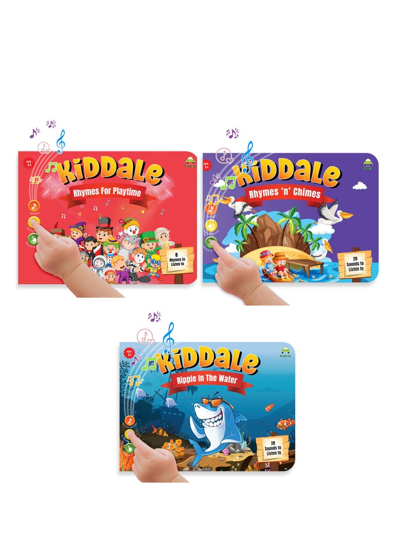Kiddale Pack of 3 Musical Rhymes Book|16 Aquatic Nursery Rhymes & 8 each in RHYMES N CHIMES and RHYMES FOR PLAYTIME|28 Sounds each |Interactive Touch n Play Sound Book|Best Gift for 1-3 Years|Sing Along Books  - Image 2
