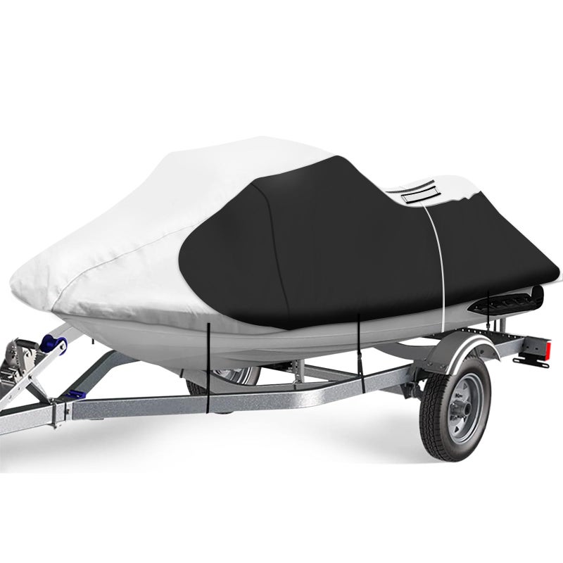 iCOVER Personal Watercraft Cover- Water Proof Heavy Duty Trailerable Jet Ski Covers for Seadoo Kawasaki Yamaha Wave Runner, Fits PWC Models Up to 113in Long - Image 1