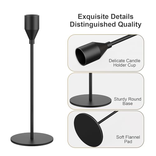NLBTW Matte Black Taper Candle Holders, Set of 3 Metal Candlestick Holders for Candle Sticks Holder Decor, Ideal for Mantle Table Centerpiece, Weddings, Dining, Housewarming Gift & Anniversaries - Image 5