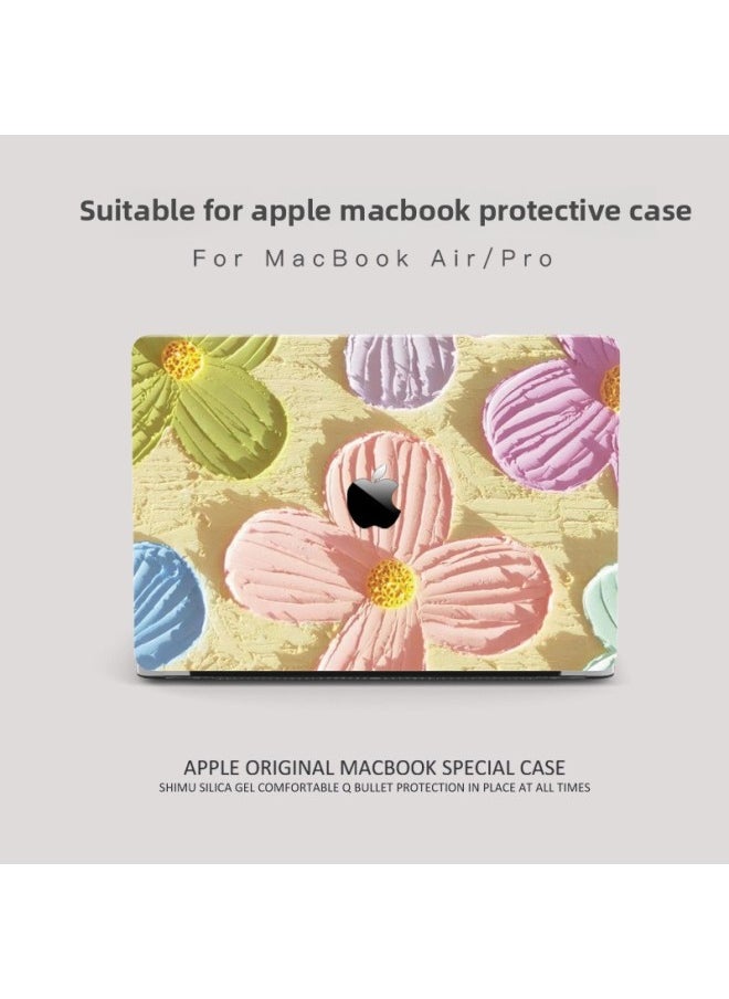 Generic - Applicable Macbookair Protective Case 13 Inch M3 Soft Apple Notebook Pro14/15 Computer Cover-Color:Colorful Flowers + Transparent Bottom Shell-Applicable Models:2018-2020air13(A1932/A2179/A2337) - Image 1