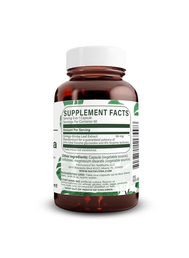 Natural Nutra Ginkgo Biloba, Improves Circulation to The Brain and Boosts Memory, Increases Oxygen Flow, and Enhancing Brain Function, Support Nerve Health, Vegan and Gluten Free, (60) Capsules - Image 2
