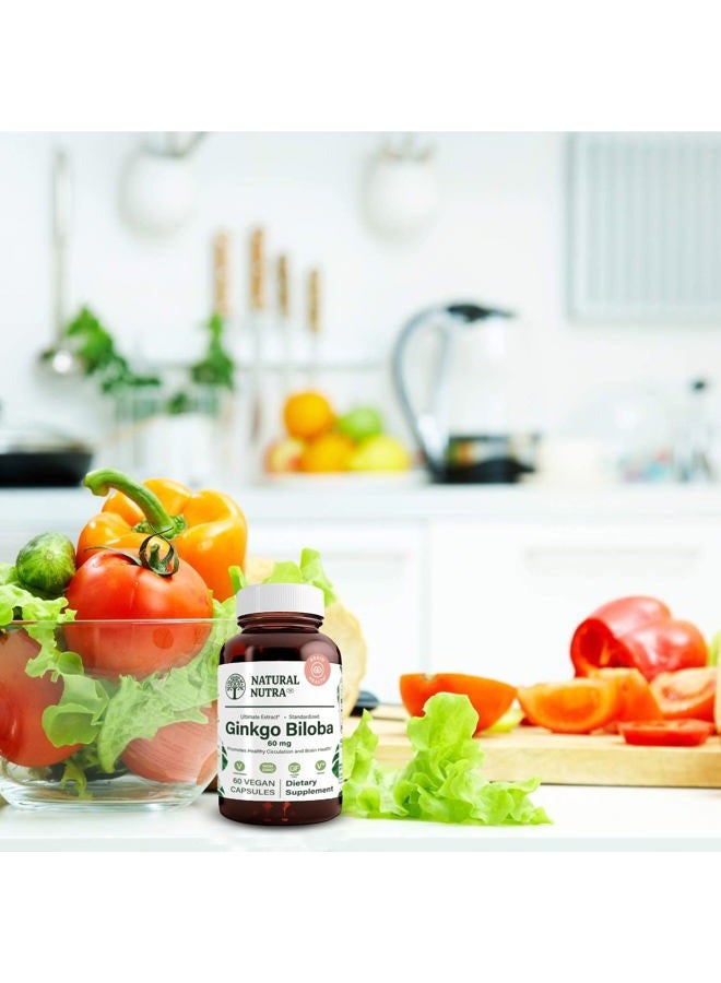 Natural Nutra Ginkgo Biloba, Improves Circulation to The Brain and Boosts Memory, Increases Oxygen Flow, and Enhancing Brain Function, Support Nerve Health, Vegan and Gluten Free, (60) Capsules - Image 5