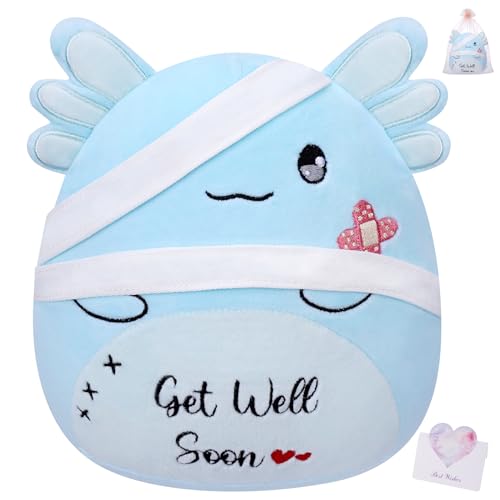 LeYoHa Get Well Soon Plush Axolotl Salamander Plush Get Well Gift Cute Axolotl Stuffed Animal Ideal Get Well Stuffed Animal Present for Speedy Recovery Kids 10 Inch - Image 1