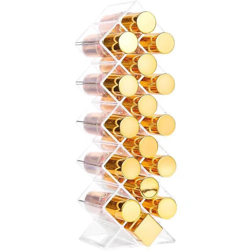 WECHENG Lipstick Organizer - Acrylic Lipstick Holder Clear Cosmetic Fish Shape Lip Gloss Tower Makeup Storage for Bathroom Vanity Countertop (16 Spaces) - Image 3