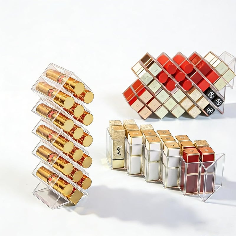 WECHENG Lipstick Organizer - Acrylic Lipstick Holder Clear Cosmetic Fish Shape Lip Gloss Tower Makeup Storage for Bathroom Vanity Countertop (16 Spaces) - Image 4