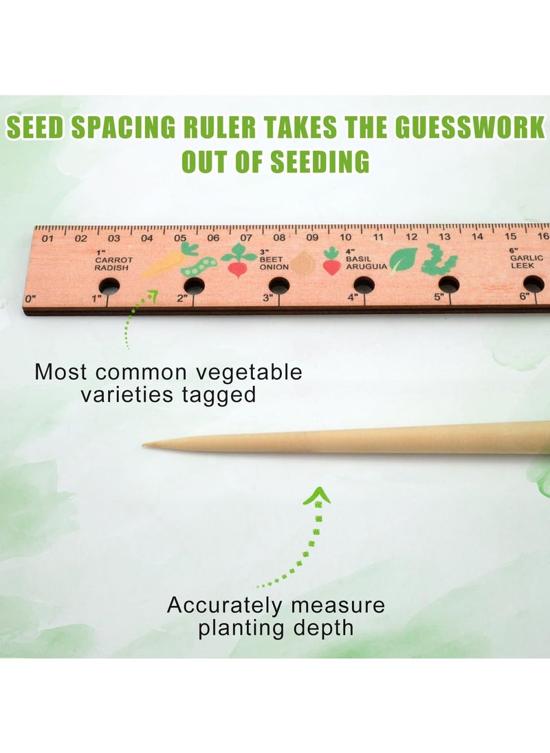 Generic Wood Seed Spacing Ruler with Holes, Wooden Planting Ruler Solid Seed Planter Tool, for Garden Planting Tools Plant Ruler Spacing and Interval Ruler Plant Spacing Ruler Wood Supplies Vegetable  - Image 2