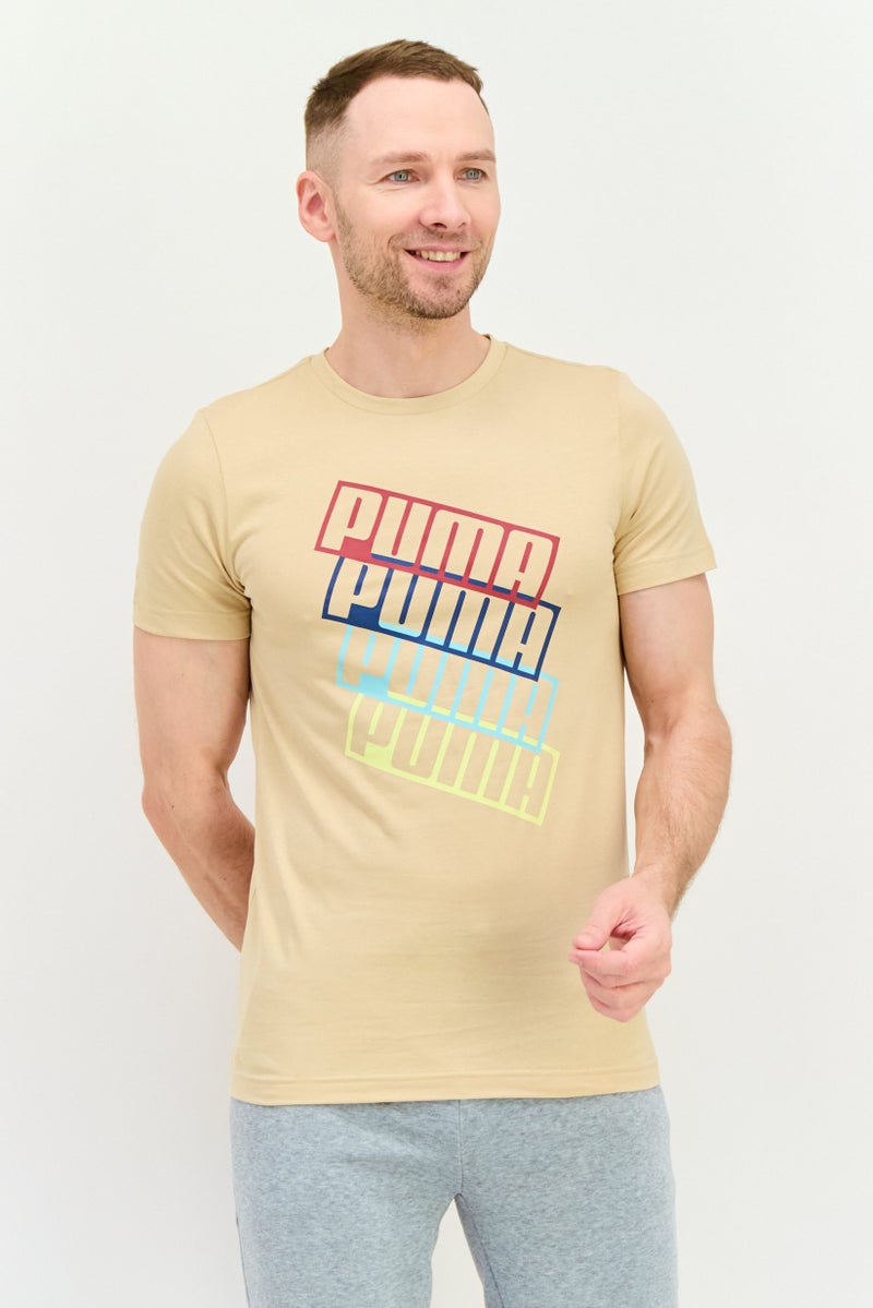 PUMA Men Sportswear Fit Short Sleeves Outdoor T-Shirt, Beige - Image 1