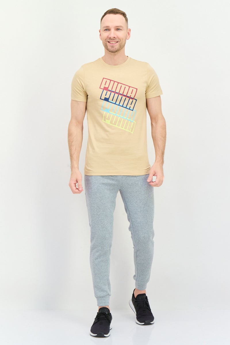 PUMA Men Sportswear Fit Short Sleeves Outdoor T-Shirt, Beige - Image 2