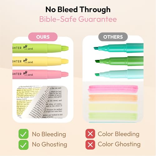 Only Zest 10 Pack Bible Safe Highlighters - Pastel Color, Wax Highlighters No Bleed, Scripture Markers for Journaling, Study Accessories and School Supplies - Image 3