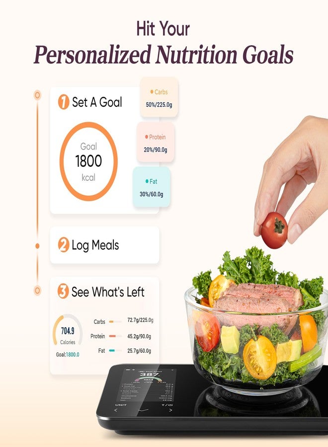 Cosori Smart Food Kitchen Scale with Nutritional Calculator, Free App for AI Scan, Calorie & Macro Tracking, Food Preload, On-Screen Nutrient Info, Personal Goals, Rechargeable, 11 lb / 5 kg - Image 5