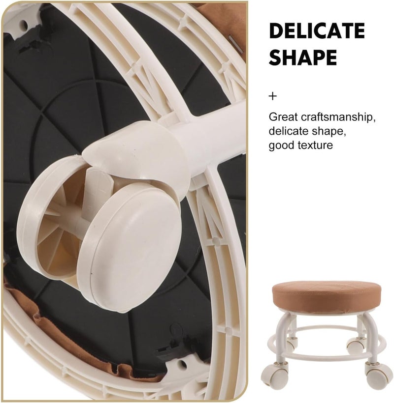 Rolling Swivel Stool for Spa and Beauty Salon, Low Round Rolling Massage Stool with 360° Rotation and Casters, Comfortable Mobile Footrest for Salon, Garage, and Office Use - Image 4