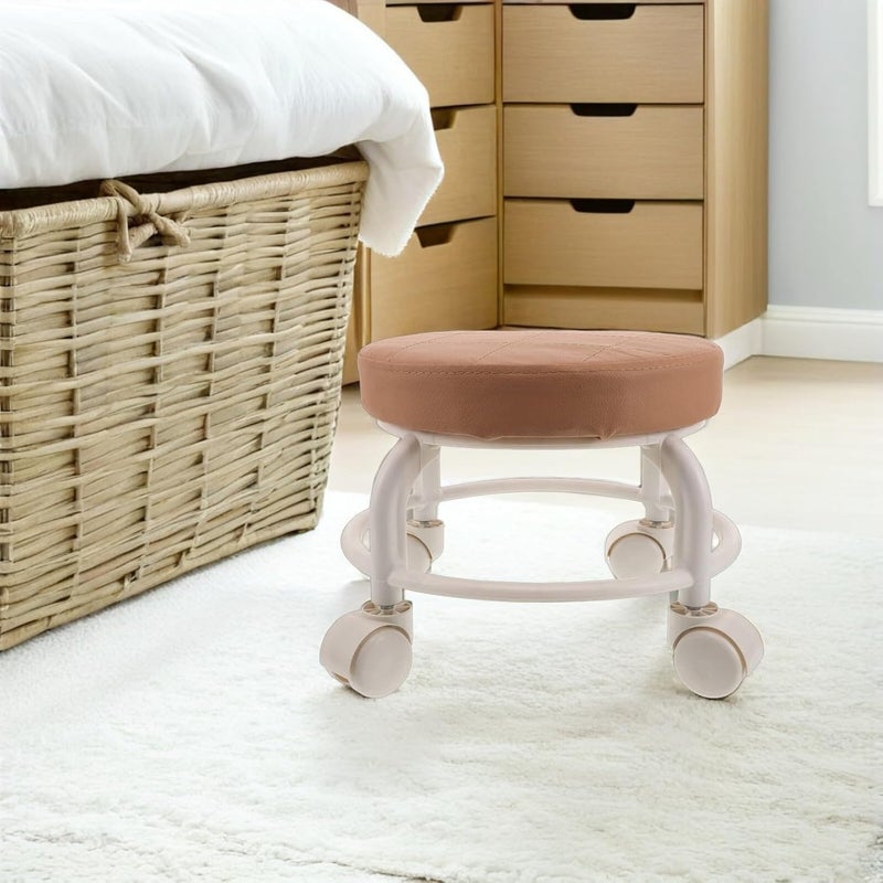 Rolling Swivel Stool for Spa and Beauty Salon, Low Round Rolling Massage Stool with 360° Rotation and Casters, Comfortable Mobile Footrest for Salon, Garage, and Office Use - Image 2