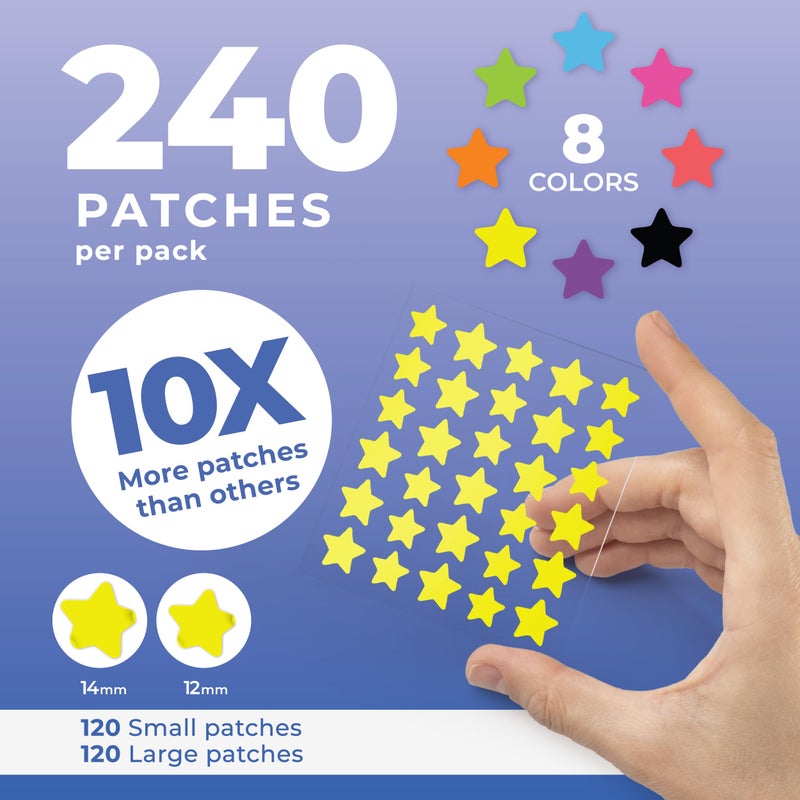 PatchRx Star Pimple Patches for Face (240 Patches) with Hydrocolloid Only, Cute Acne Patches, Star Patches for Teens and Adults - Image 2
