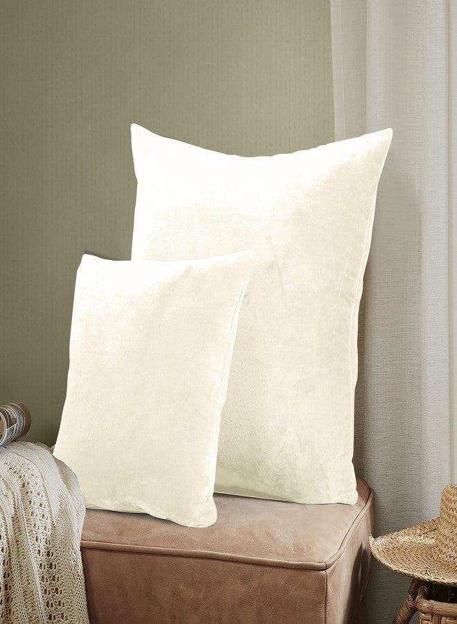 EVOLIVE Soft Micromink, Faux Fur, Faux Velvet Euro Sham Cover Pillowcase Replacement with Zipper Closure (26"x26" Euro Sham, Cream) - Image 2