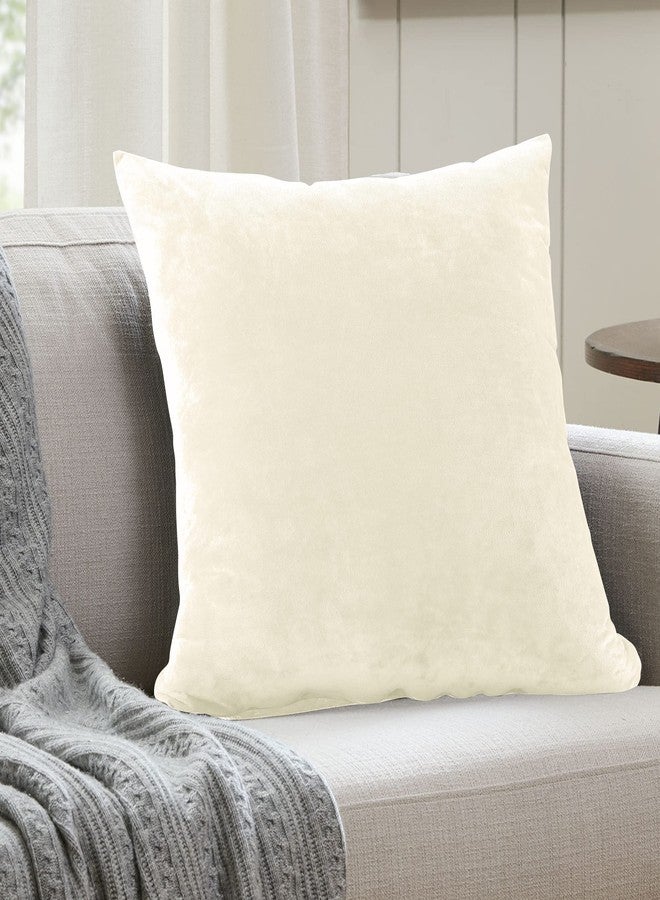 EVOLIVE Soft Micromink, Faux Fur, Faux Velvet Euro Sham Cover Pillowcase Replacement with Zipper Closure (26"x26" Euro Sham, Cream) - Image 1