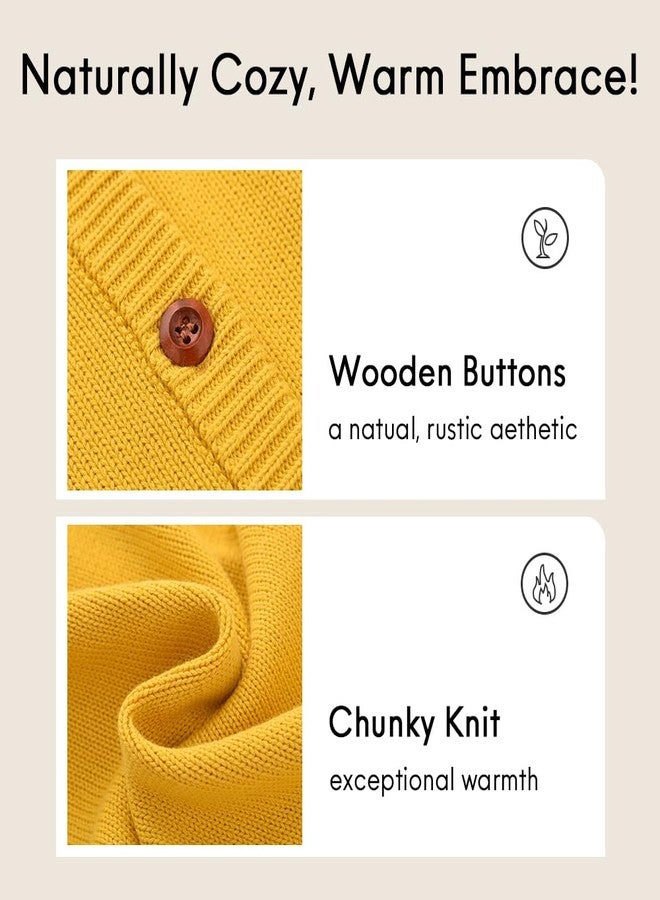 BINIDUCKLING 18 Months Cardigan Boys Girls Button Up Sweater Mustard Yellow - Image 4