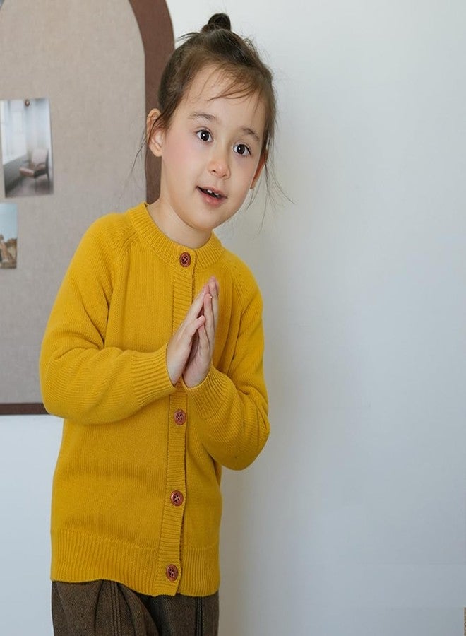 BINIDUCKLING 18 Months Cardigan Boys Girls Button Up Sweater Mustard Yellow - Image 2