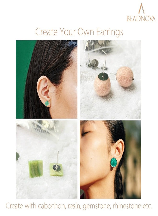 BEADNOVA Earring Hardware 180pcs 8mm Stainless Steel Earring Posts Flat Pad Ear Stud with Clear Rubber and Butterfly Stud Backs for Jewelry Making Ear Post DIY (8mm, Total 180pcs) - Image 5