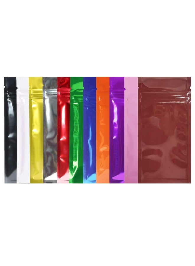QQ Studio 100 Double-Sided Metallic Color Foil QuickQlick™ Resealable Flat Packaging Pouch Bags (Glossy Assorted Color, 3" x 4") - Image 1