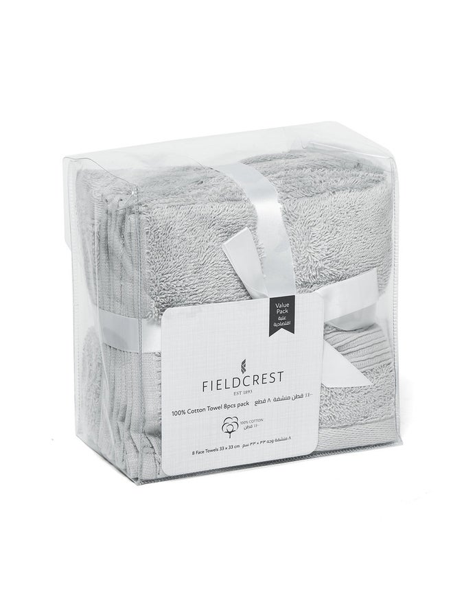 FIELDCREST 8-Piece Plain Towel Pack Of Wash Cloth 33X33Cm 500 Gsm Glazier Grey - Image 5