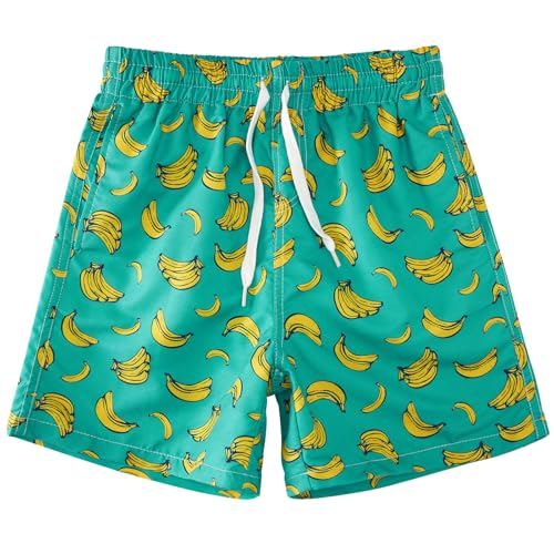 Cozople Youth Swim Trunks Banana Quick Dry Green Bathing Suit Soft Mesh Liner Surf Swimsuit for Casual Sports Running Shorts Size 10-12 - Image 1