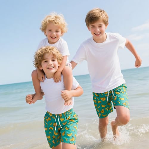 Cozople Youth Swim Trunks Banana Quick Dry Green Bathing Suit Soft Mesh Liner Surf Swimsuit for Casual Sports Running Shorts Size 10-12 - Image 2