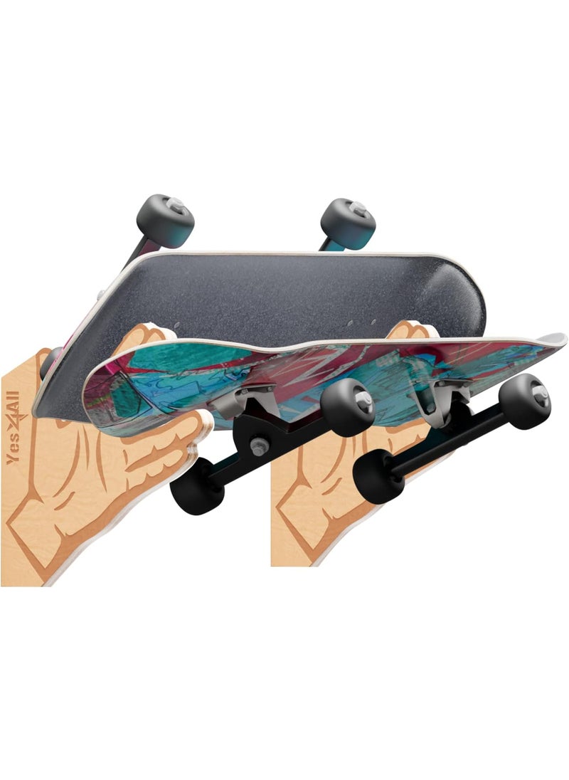 Yes4All Yes4All Unique Wooden Skateboard Rack Wall Mounted Longboard Storage for Home Decor and Garage Organizer  - Image 1