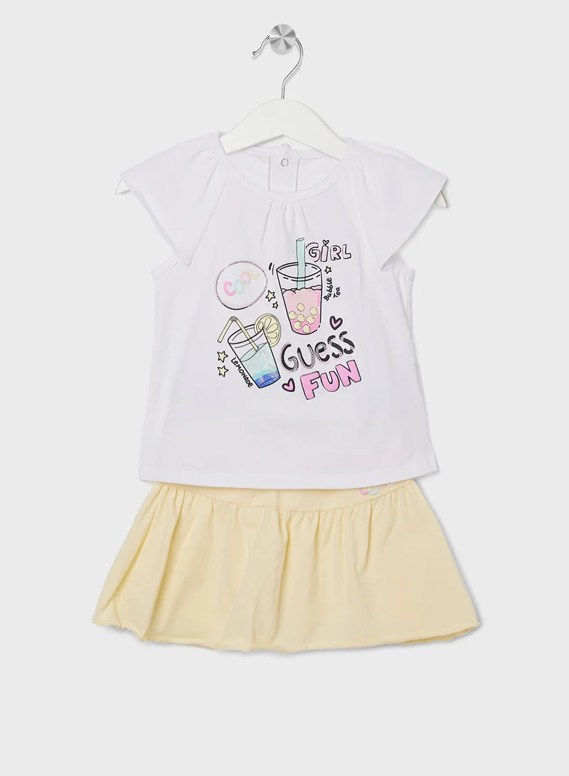 GUESS Infant Graphic Printed  T-Shirt & Jersey Skirt Set