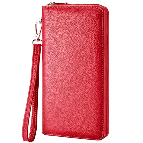 Chelmon Women's Vegan Leather Clutch Wallet with Zip, Hand Strap, Large Capacity - Image 1